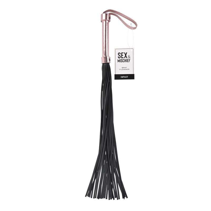 Sex & Mischief Brat Flogger - Rose Gold/Black Flogger-SS09843