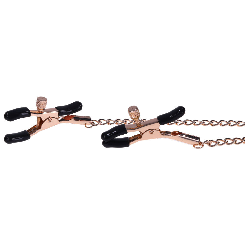 Sex & Mischief Brat Charmed Nipple Clamps - Rose Gold Nipple Clamps with 45 cm Chain-SS09847