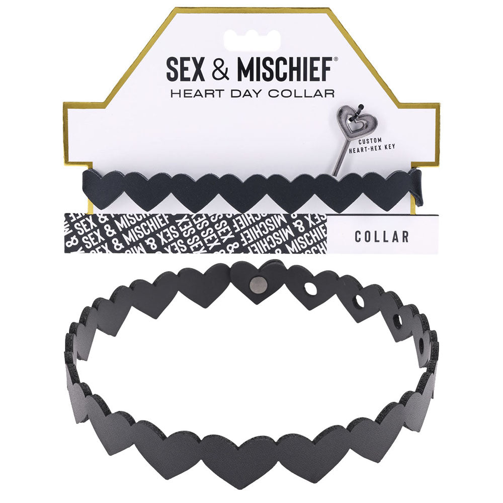 Sex & Mischief Heart Day Collar - Black Collar-SS09850