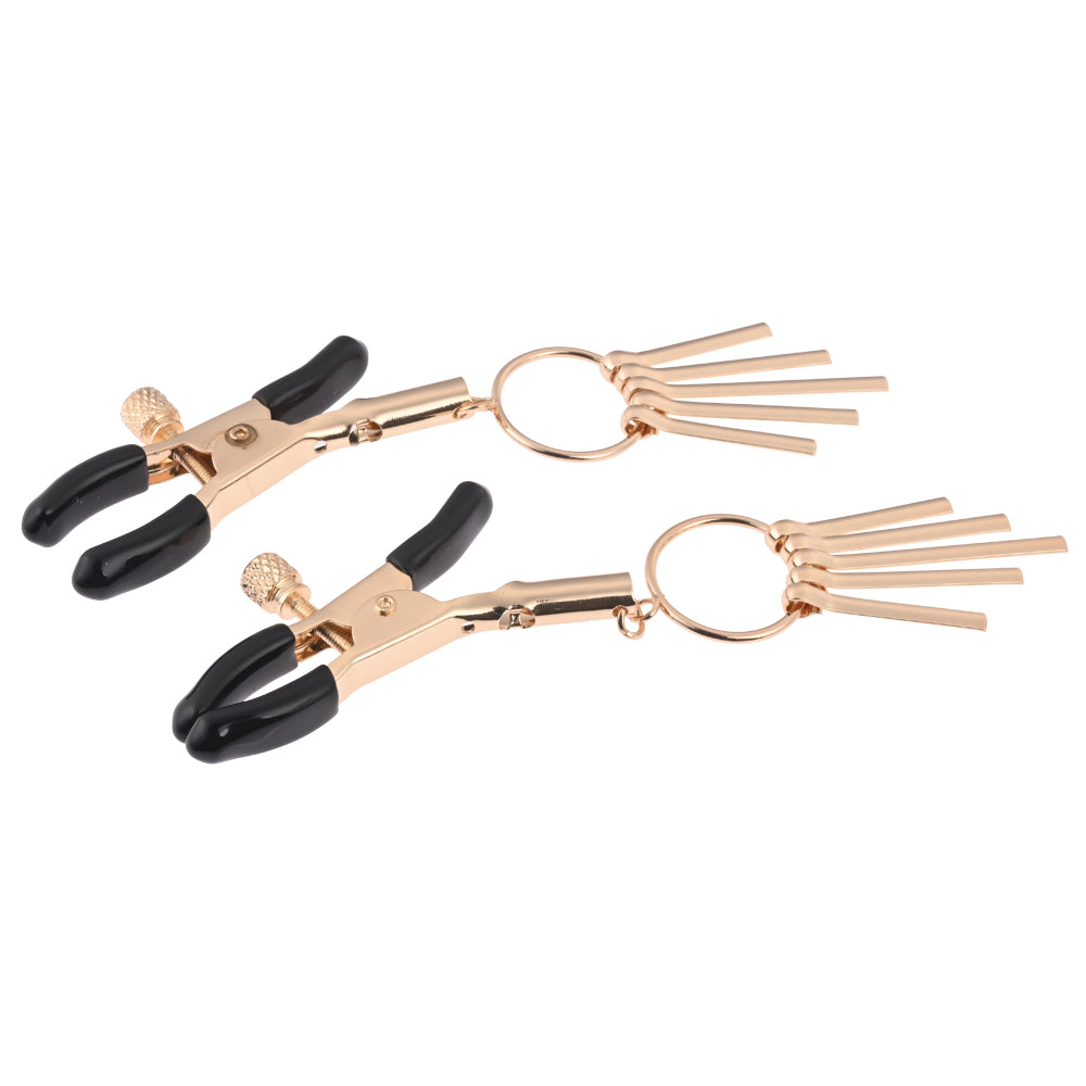 Sex & Mischief Verge Nipple Clamps - Gold Nipple Clamps - Set of 2-SS09856