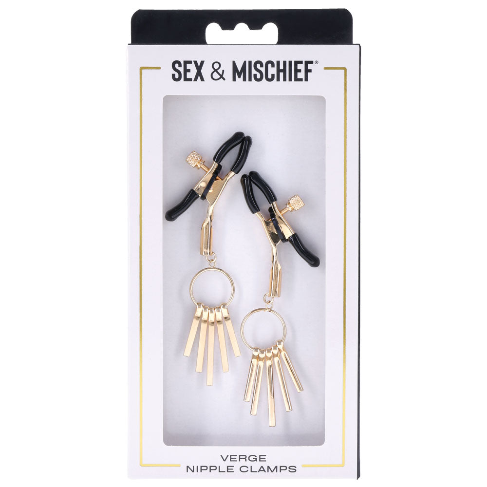 Sex & Mischief Verge Nipple Clamps - Gold Nipple Clamps - Set of 2-SS09856