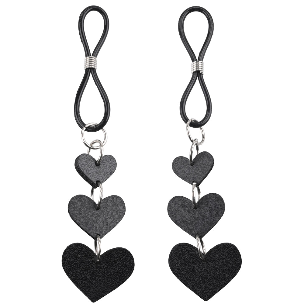 Sex & Mischief Heart Nipple Ties - Black Nipple Restraints - Set of 2-SS09857