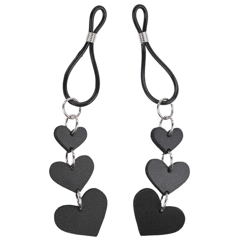 Sex & Mischief Heart Nipple Ties - Black Nipple Restraints - Set of 2-SS09857