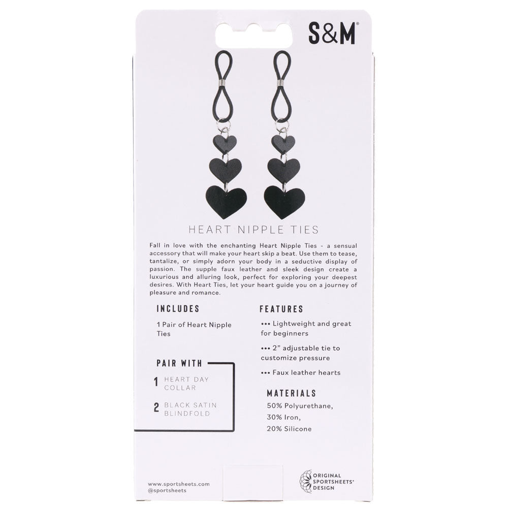 Sex & Mischief Heart Nipple Ties - Black Nipple Restraints - Set of 2-SS09857