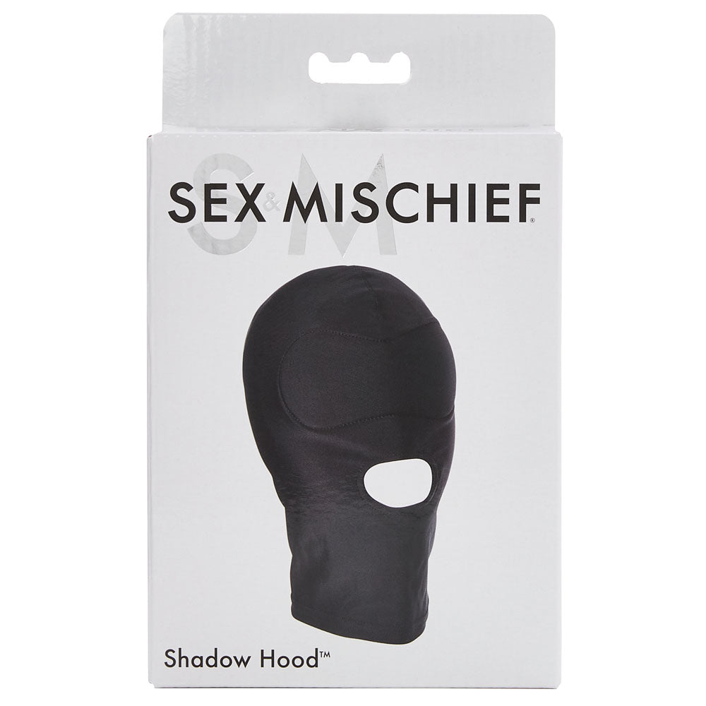 Sex & Mischief Shadow Hood - Black Hood with Mouth Opening-SS09916