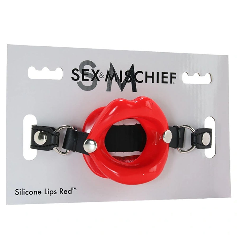 Sex & Mischief Silicone Lips Mouth Gag - Red - Red Mouth Restraint-SS09943