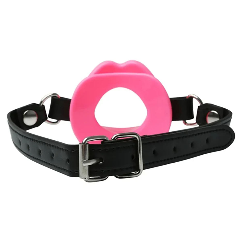 Sex & Mischief Silicone Lips Mouth Gag - Pink - Pink Mouth Restraint-SS09944