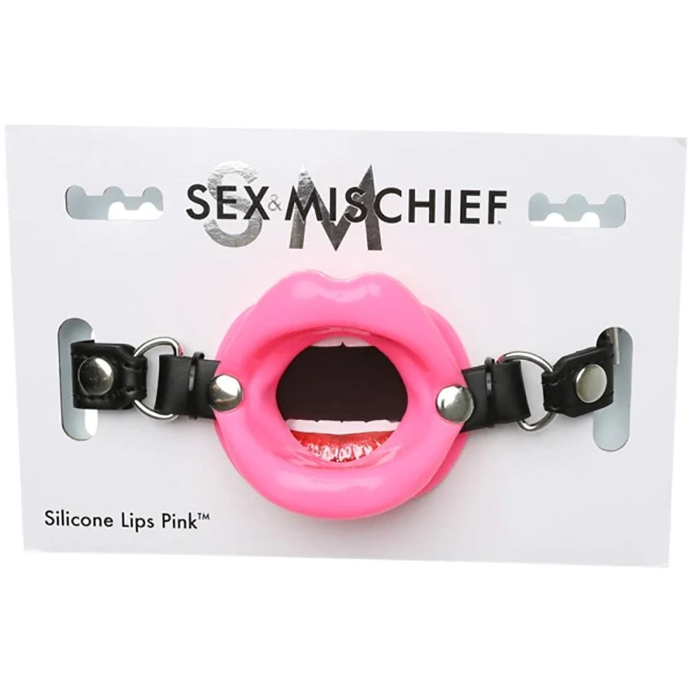 Sex & Mischief Silicone Lips Mouth Gag - Pink - Pink Mouth Restraint-SS09944