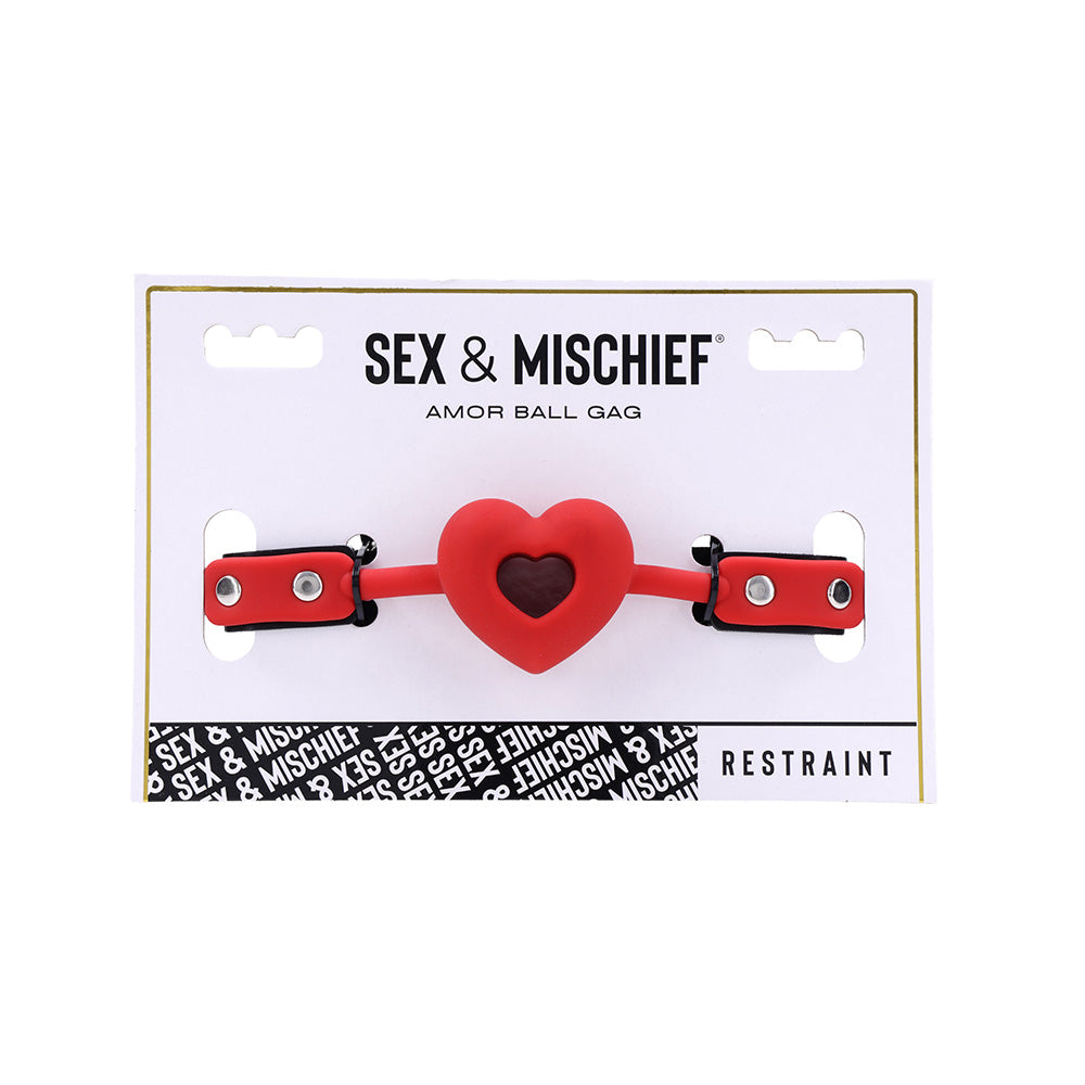 Sex & Mischief Amor Ball Gag - Red/Black Mouth Restraint-SS09952