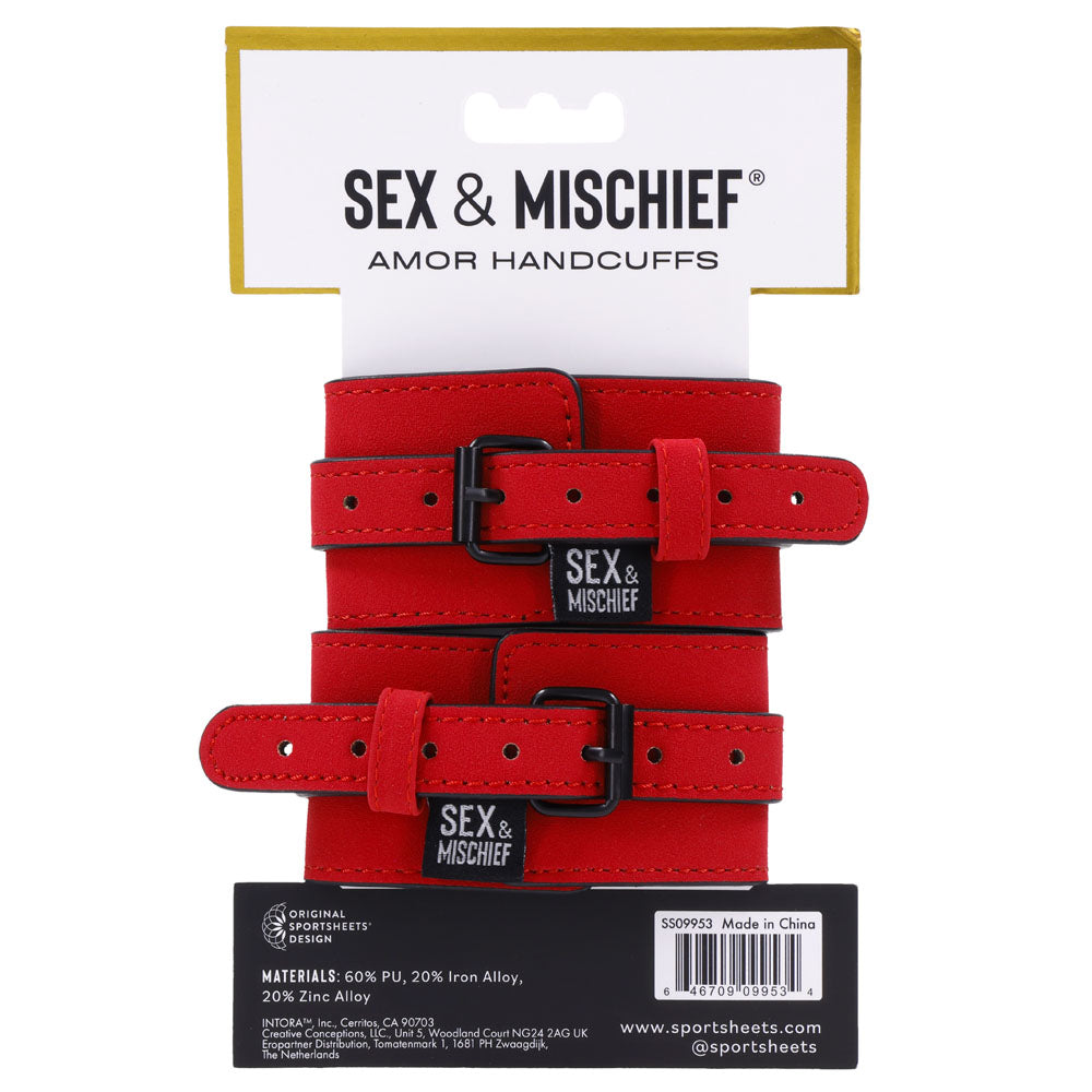 Sex & Mischief Amor Handcuffs - Red Restraints-SS09953