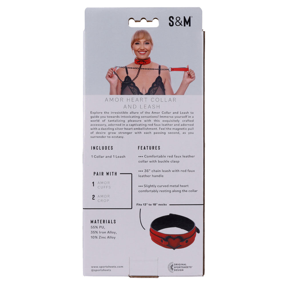 Sex & Mischief Amor Collar and Leash - Red Restraint-SS09954