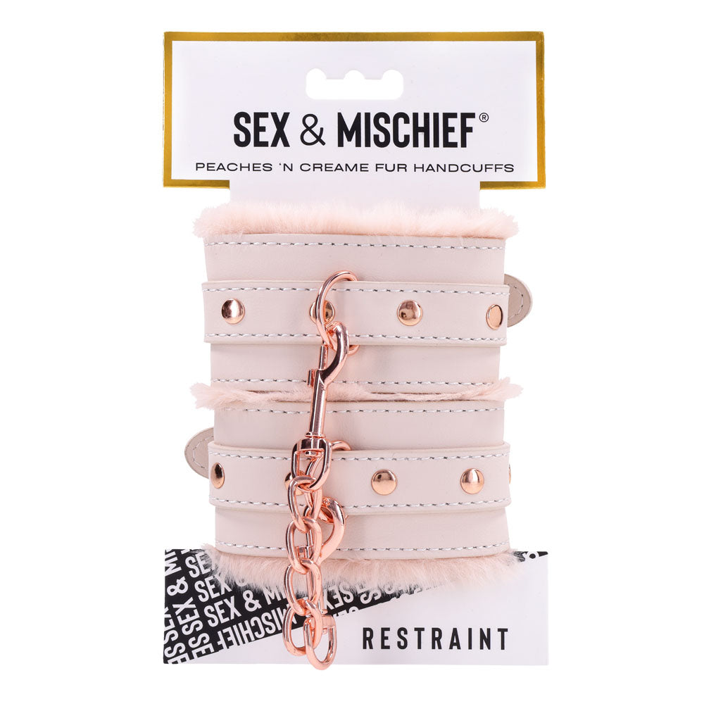 Sex & Mischief Peaches n CreaMe Fur Handcuffs-(ss09960)