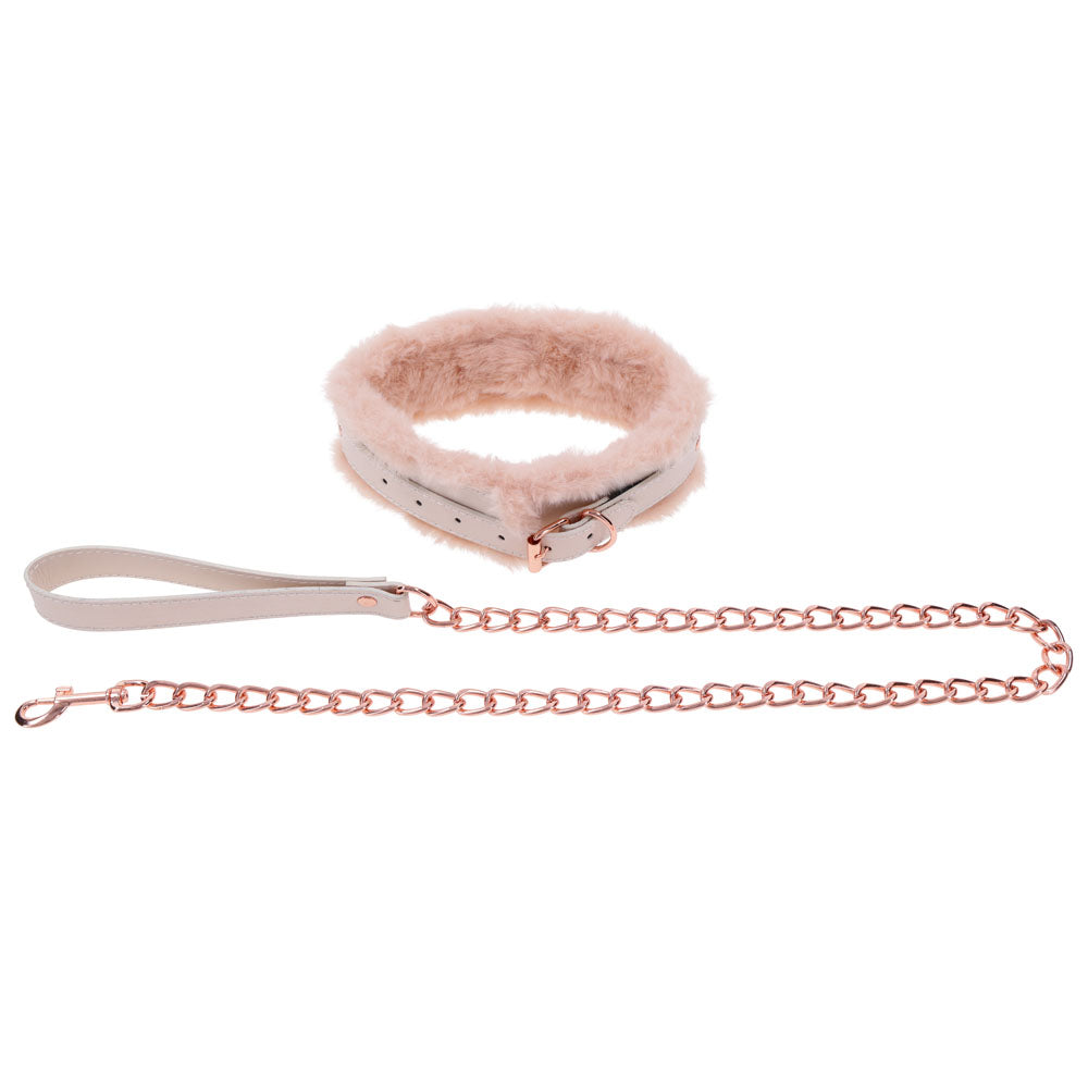 Sex & Mischief Peaches n CreaMe Fur Collar & Leash - Peach Restraint-SS09962