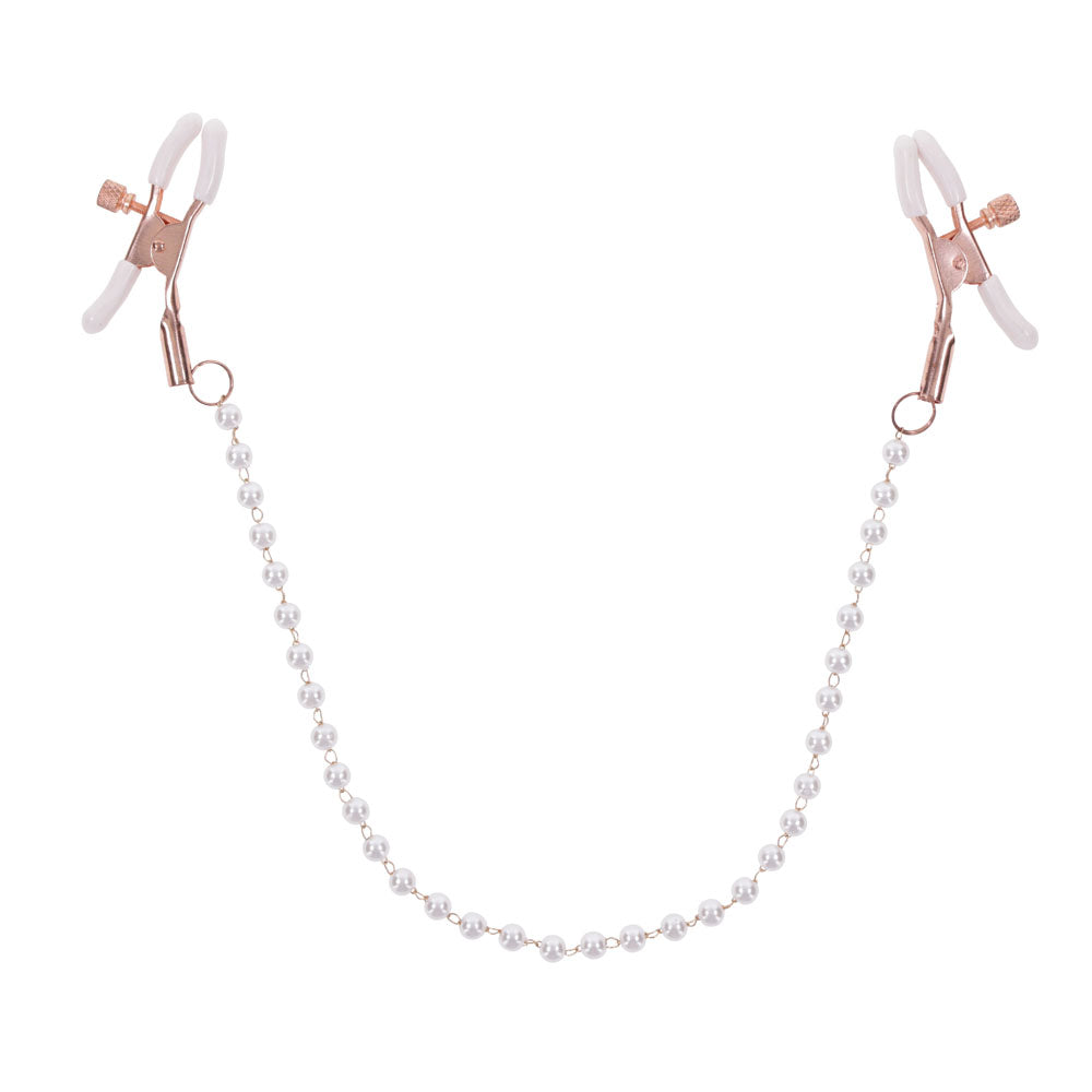 Sex & Mischief Peaches n CreaMe Pearl Nipple Clamps - Peach Nipple Restraints-SS09964