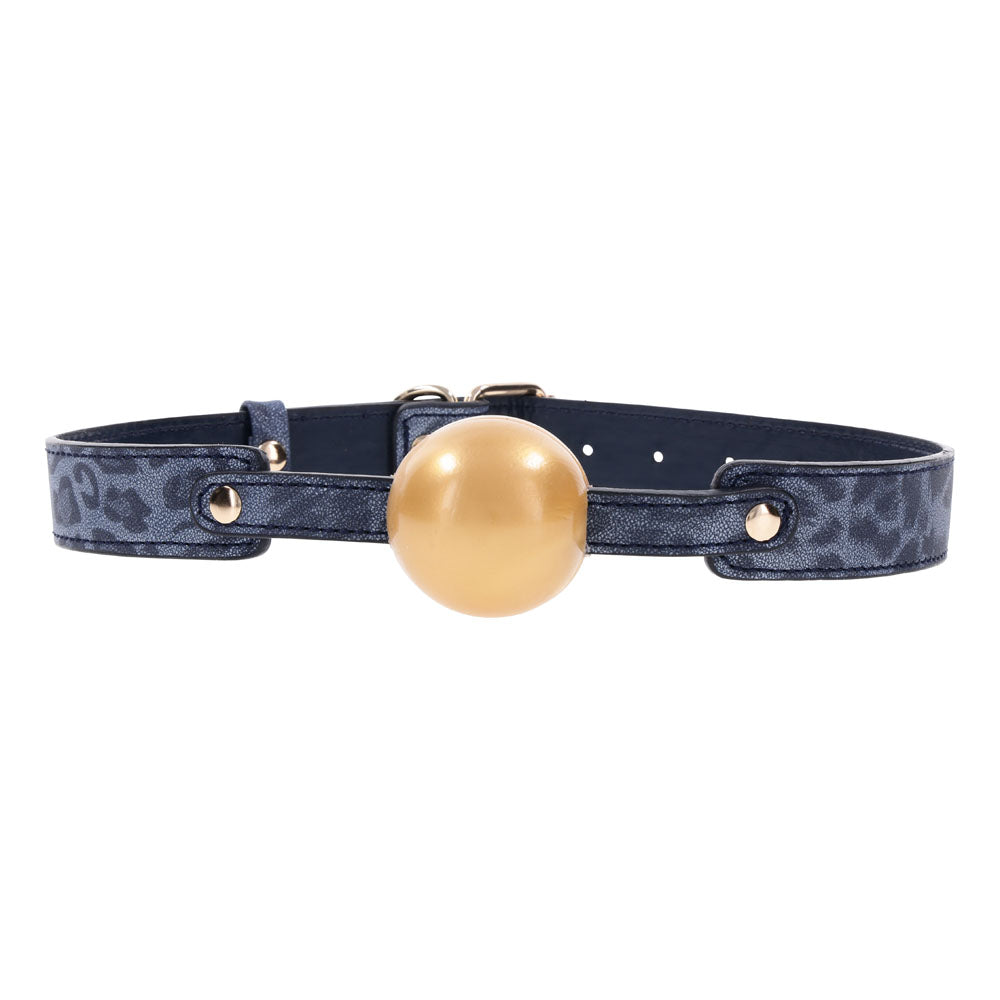 Sex & Mischief Cougar Ball Gag - Navy Blue/Gold Mouth Restraint-SS09973