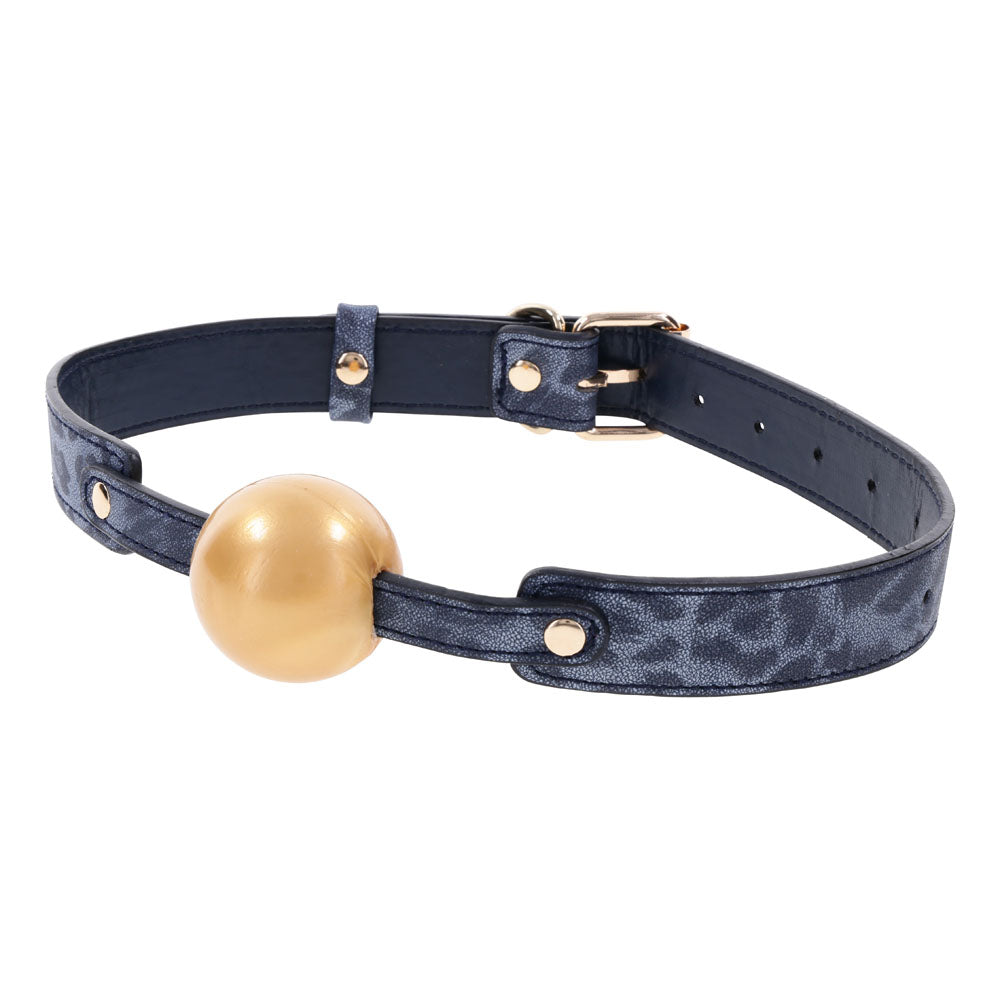 Sex & Mischief Cougar Ball Gag - Navy Blue/Gold Mouth Restraint-SS09973