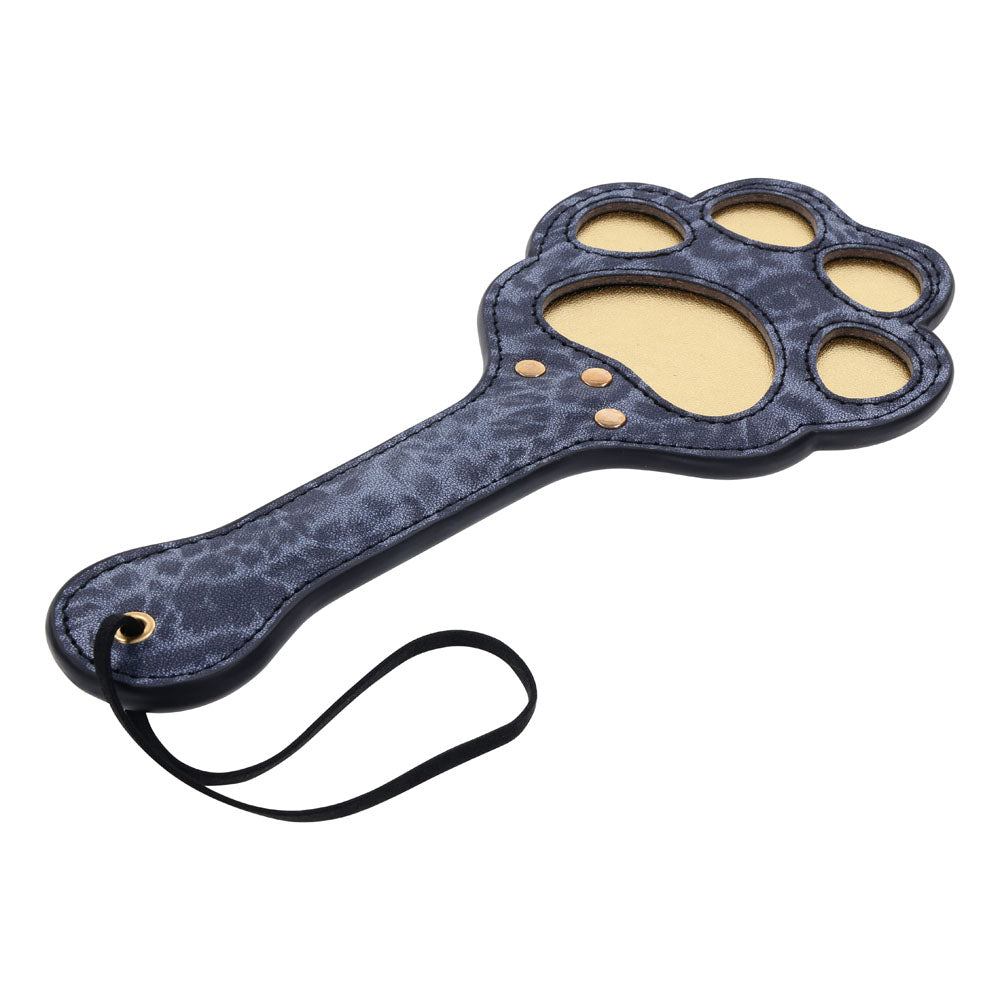 Sex & Mischief Cougar Paw Paddle - Navy Blue/Gold Spanking Paddle-SS09977