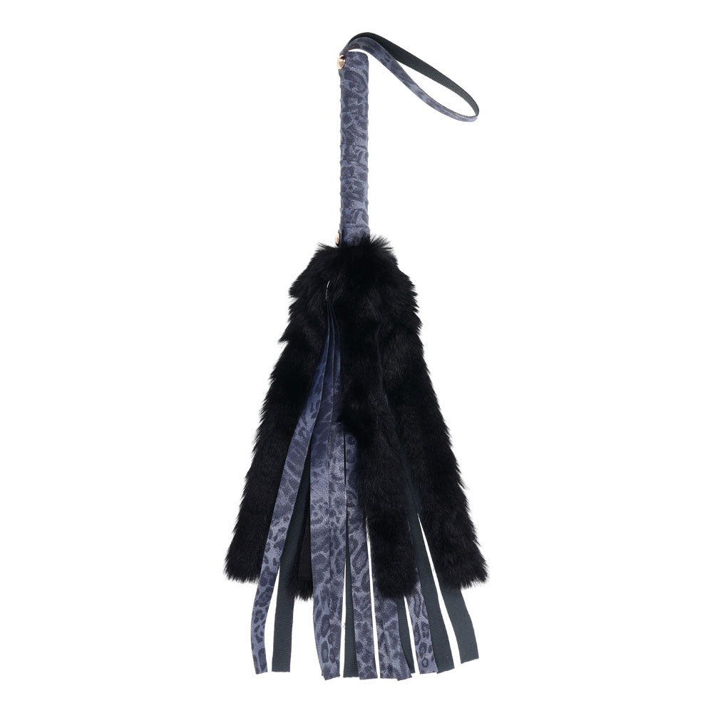 Sex & Mischief Cougar Faux Fur Flogger - Navy Blue/Black Furry Flogger Whip-SS09978