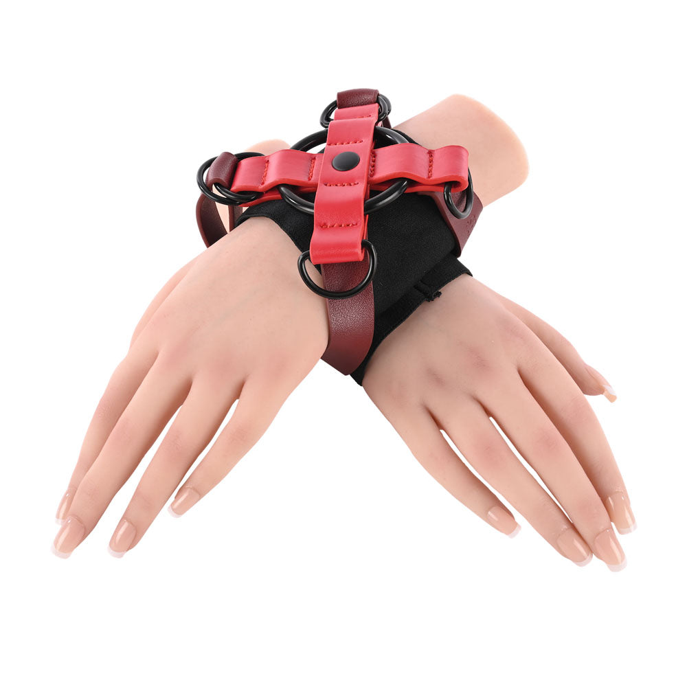 S&M Exs & Ohs Cross Cuffs - Red/Black Restraints-SS09981