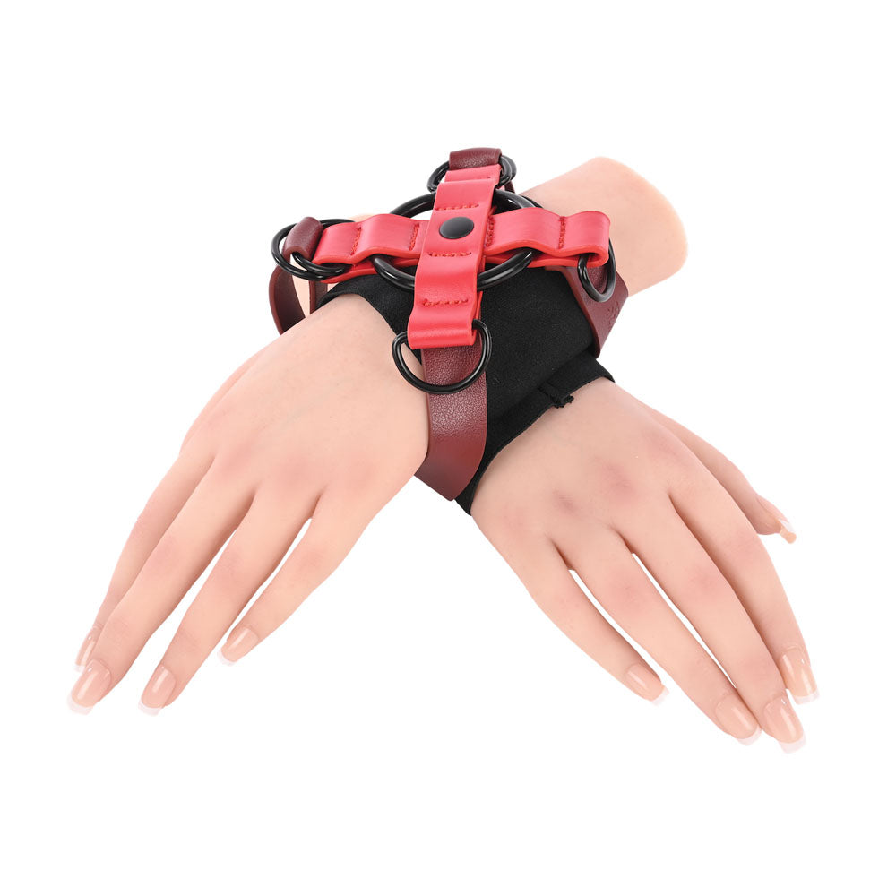 S&M Exs & Ohs Cross Cuffs - Red/Black Restraints-SS09981