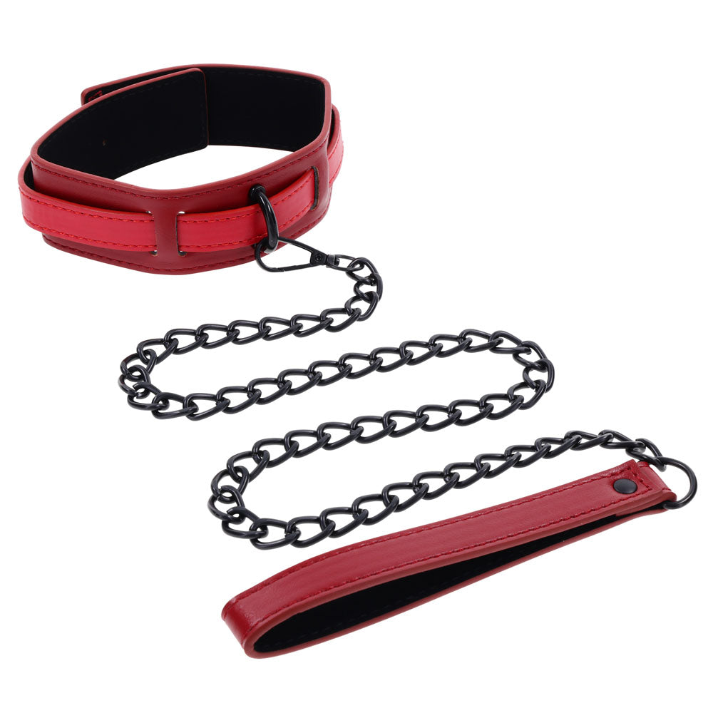 S&M Exs & Ohs Collar and Leash - Red Neck Restraint-SS09982