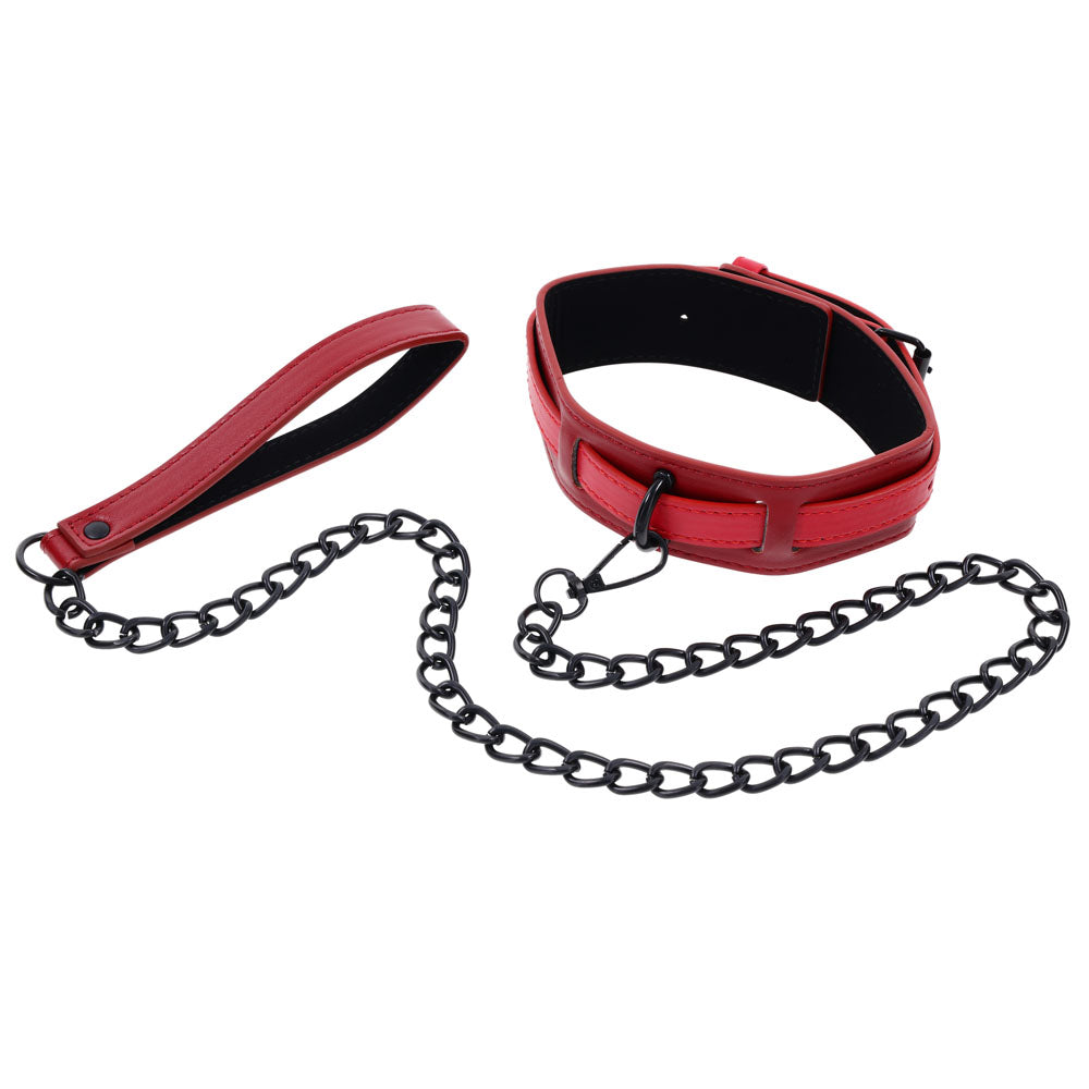 S&M Exs & Ohs Collar and Leash - Red Neck Restraint-SS09982