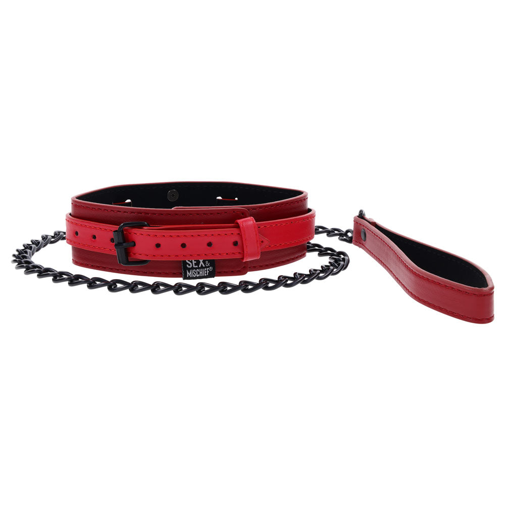 S&M Exs & Ohs Collar and Leash - Red Neck Restraint-SS09982