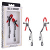 S&M Exs & Ohs Nipple Clamps - Red Tipped Metal Nipple Clamps - Set of 2-SS09983