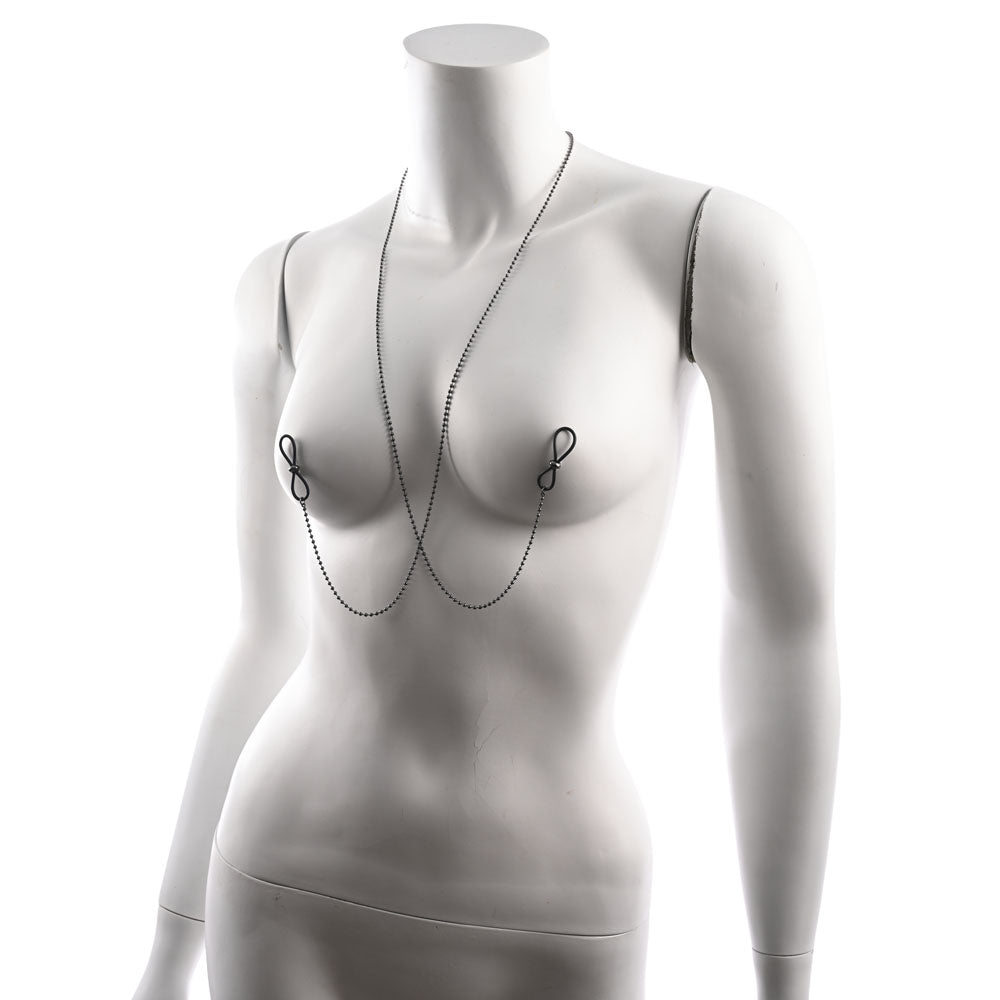 S&M Exs & Ohs Body Jewelry with Nipple Ties - Metal Chain with Nipple Ties-SS09987