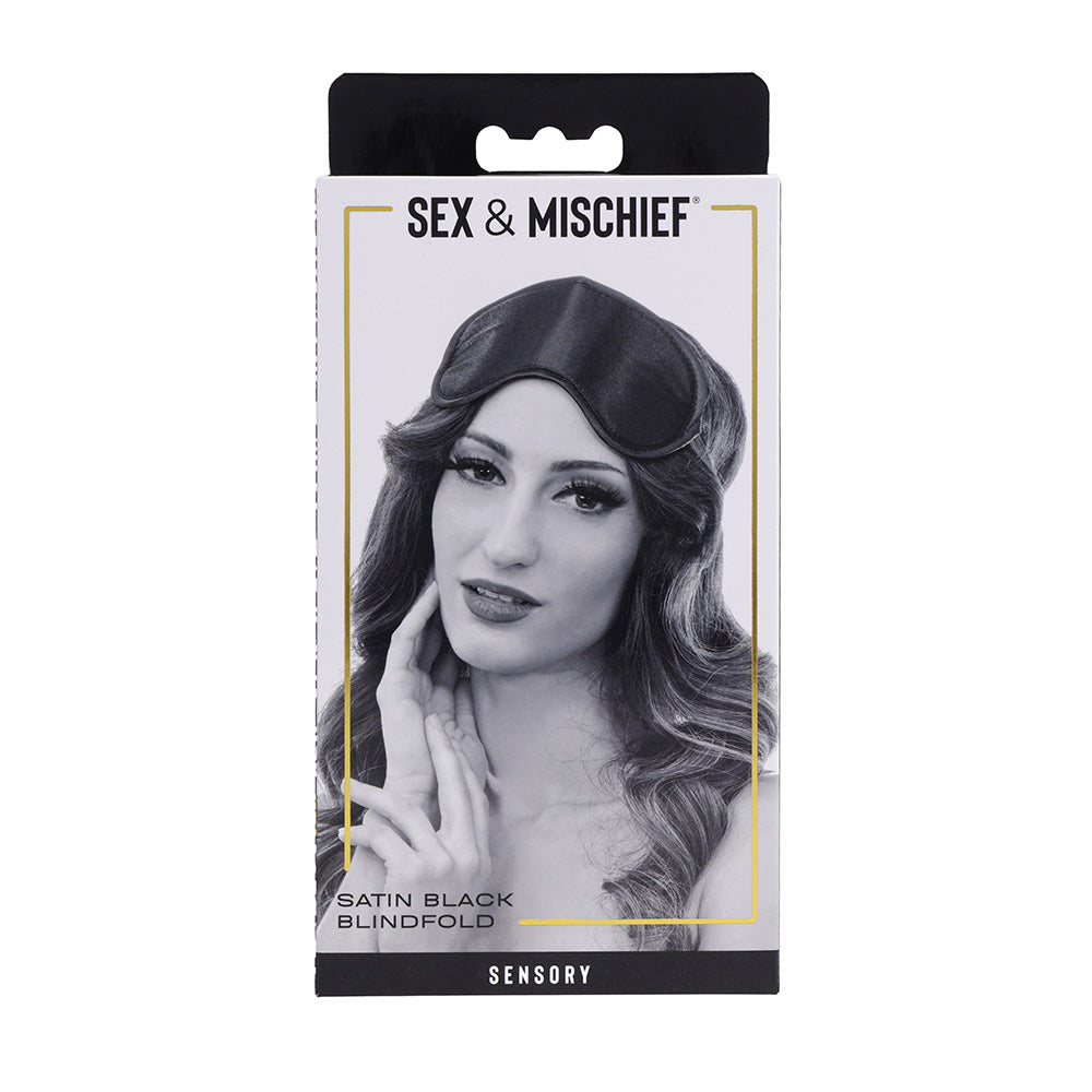 Sex & Mischief Satin Blindfold Black - Black Blindfold-SS10001