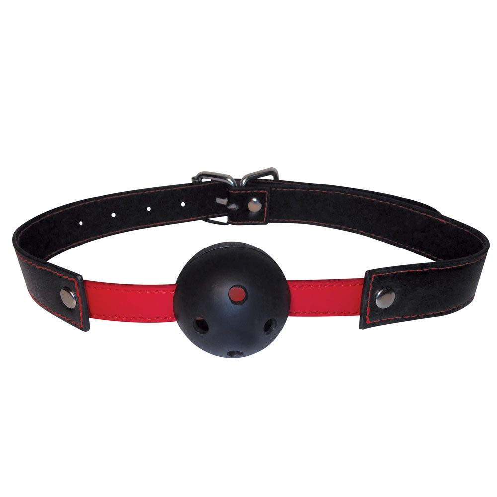 Sex & Mischief Hush Ball Gag - Black/Red Mouth Restraint-SS10022