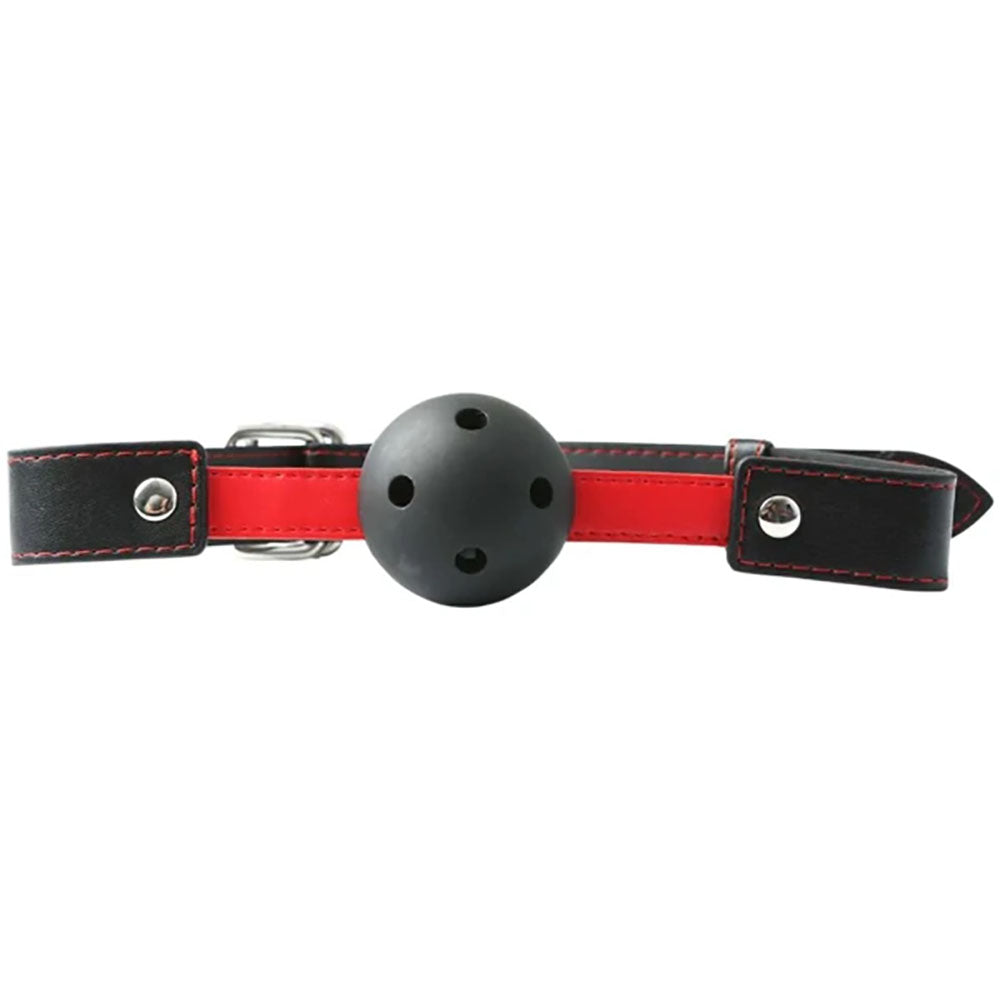 Sex & Mischief Hush Ball Gag - Black/Red Mouth Restraint-SS10022