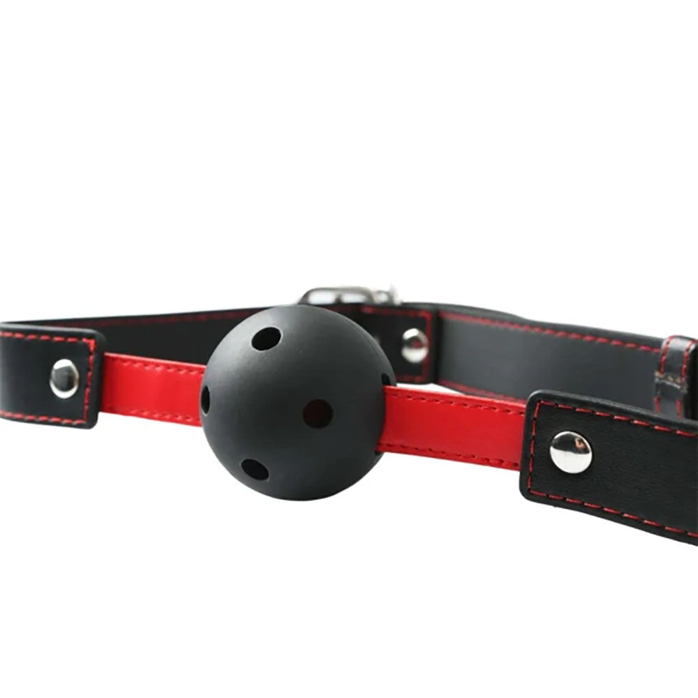 Sex & Mischief Hush Ball Gag - Black/Red Mouth Restraint-SS10022