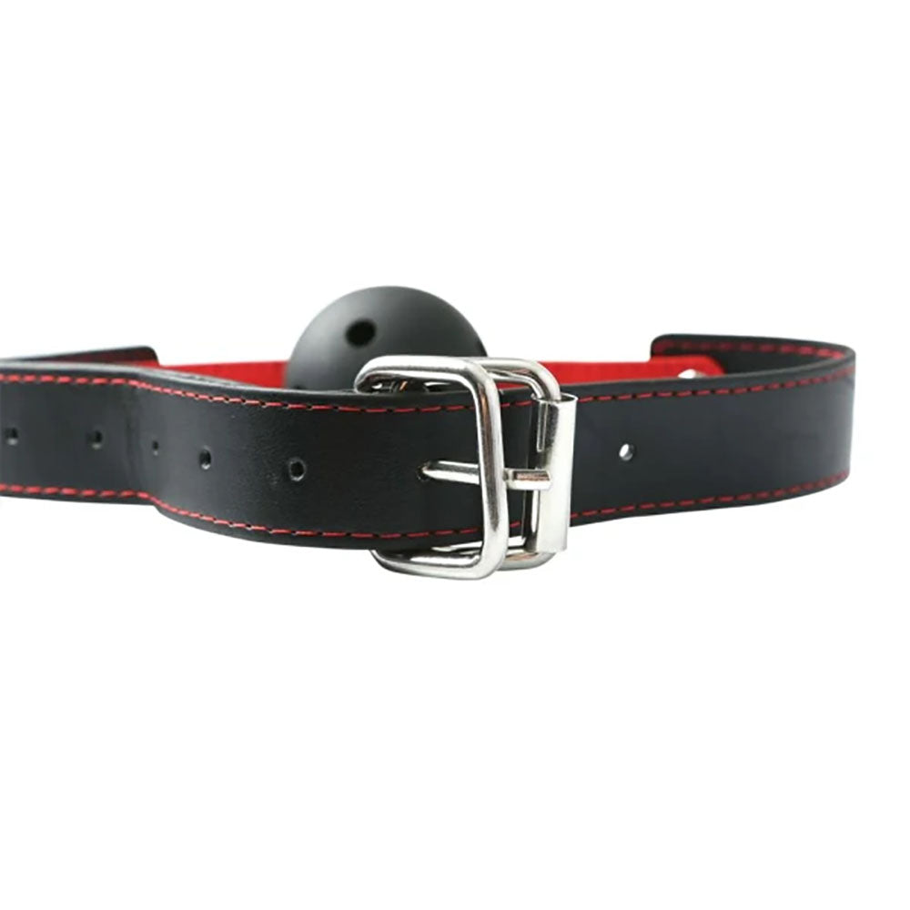 Sex & Mischief Hush Ball Gag - Black/Red Mouth Restraint-SS10022