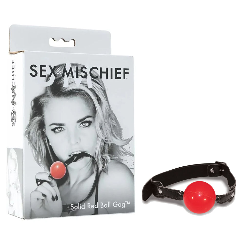 Sex & Mischief Solid Red Ball Gag - Red/Black Mouth Restraint-SS10024