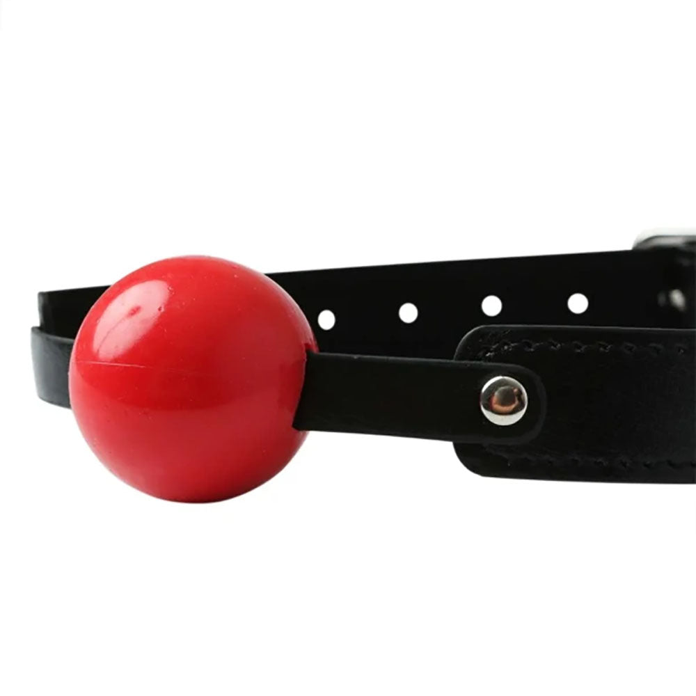 Sex & Mischief Solid Red Ball Gag - Red/Black Mouth Restraint-SS10024