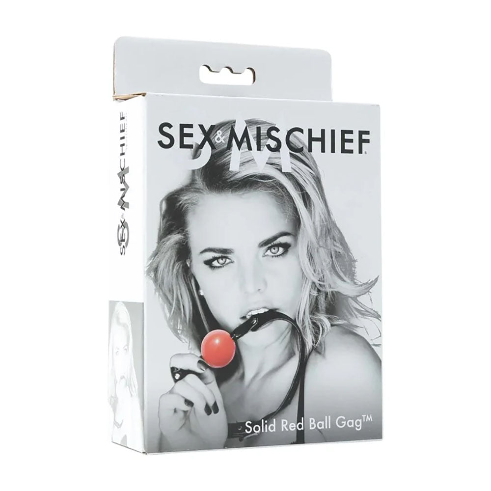 Sex & Mischief Solid Red Ball Gag - Red/Black Mouth Restraint-SS10024