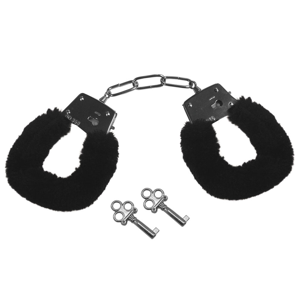 Sex & Mischief Furry Handcuffs - Black - Black Restraints-SS10066