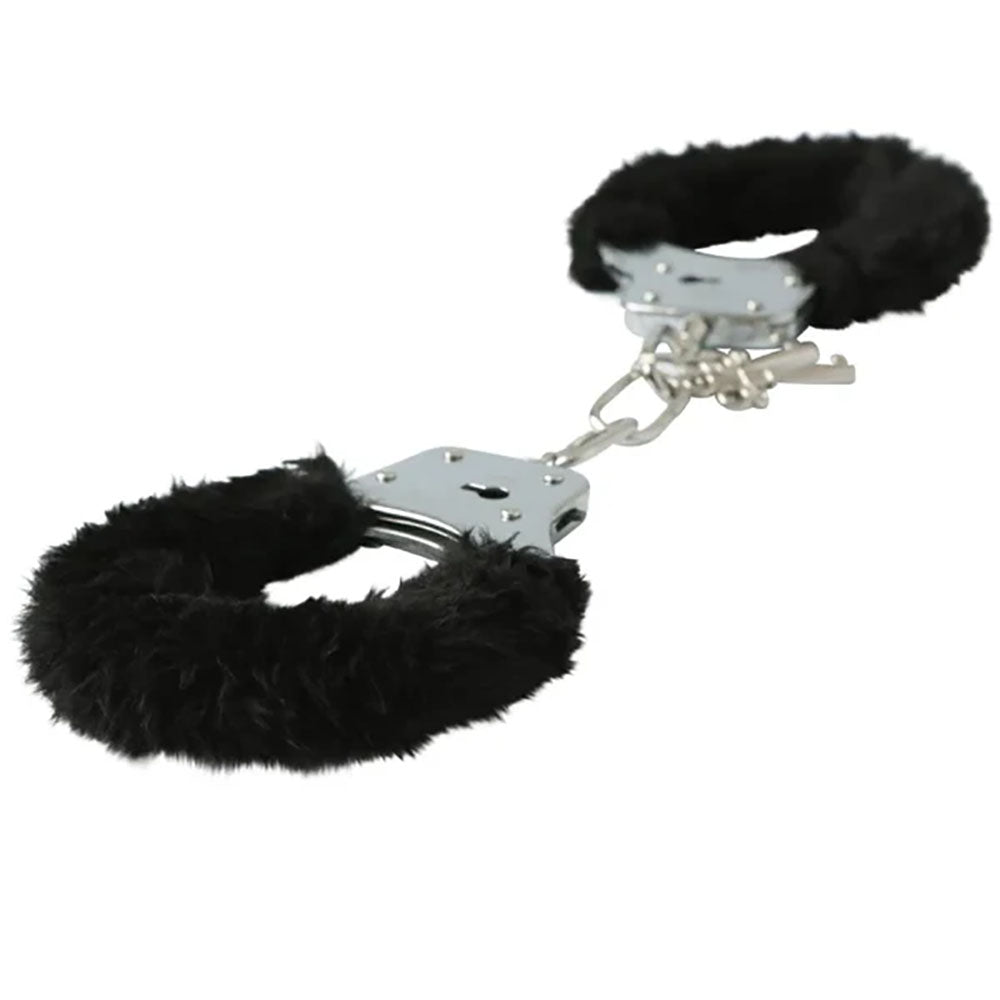 Sex & Mischief Furry Handcuffs - Black - Black Restraints-SS10066