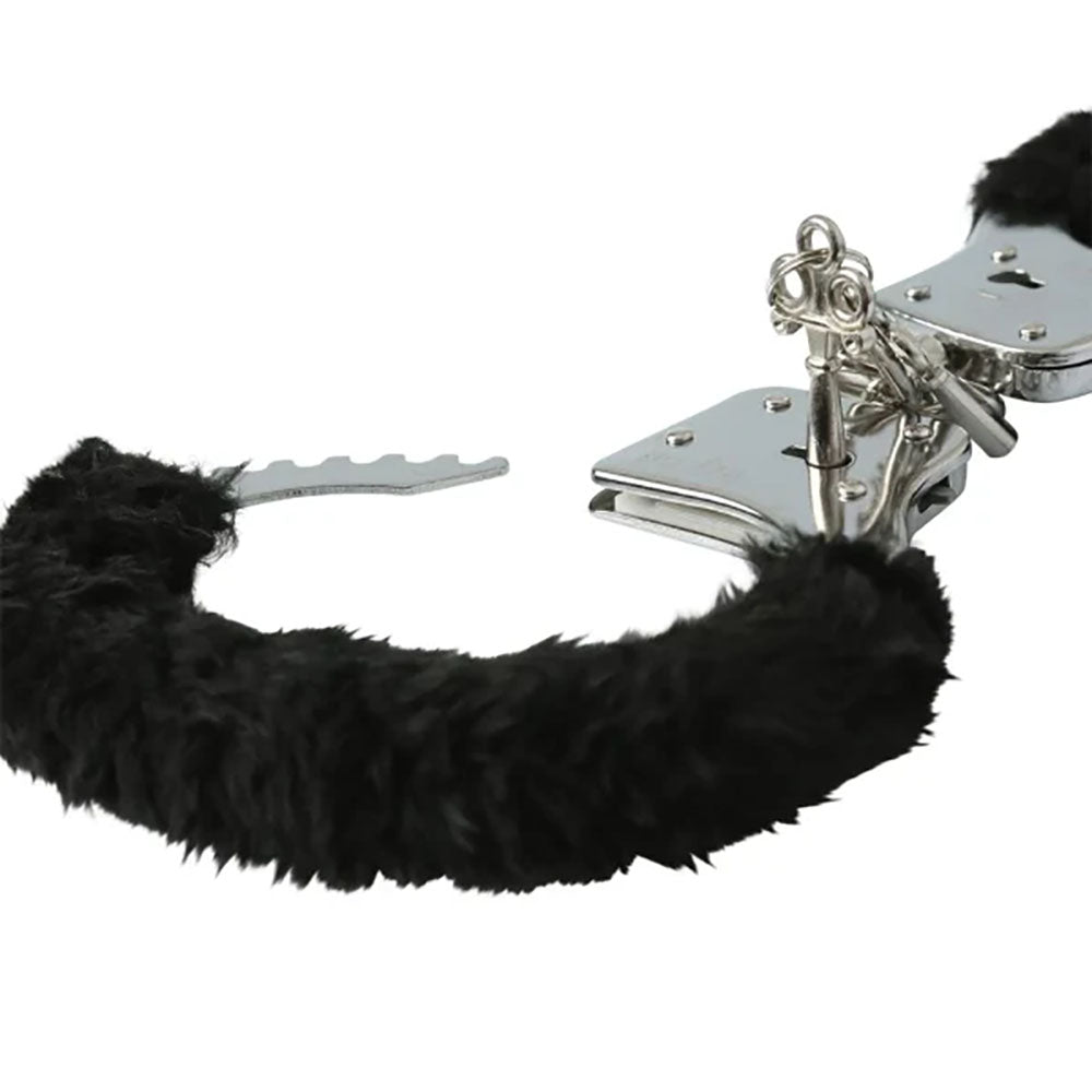 Sex & Mischief Furry Handcuffs - Black - Black Restraints-SS10066