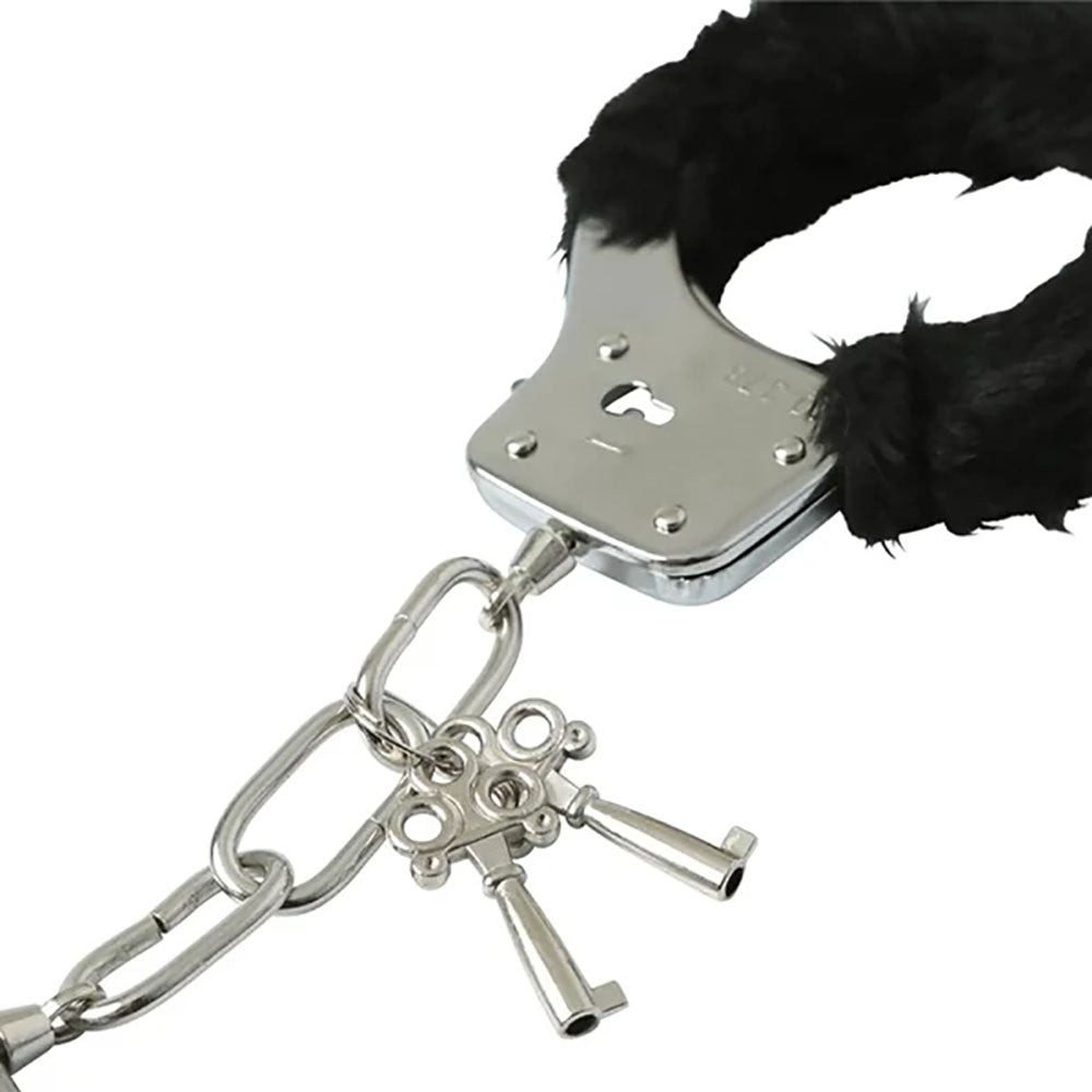 Sex & Mischief Furry Handcuffs - Black - Black Restraints-SS10066