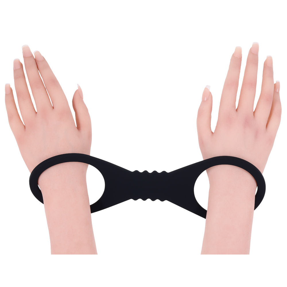 Sex & Mischief Shadow Large Silicone Cuffs - Black Large Restraints - SS10228