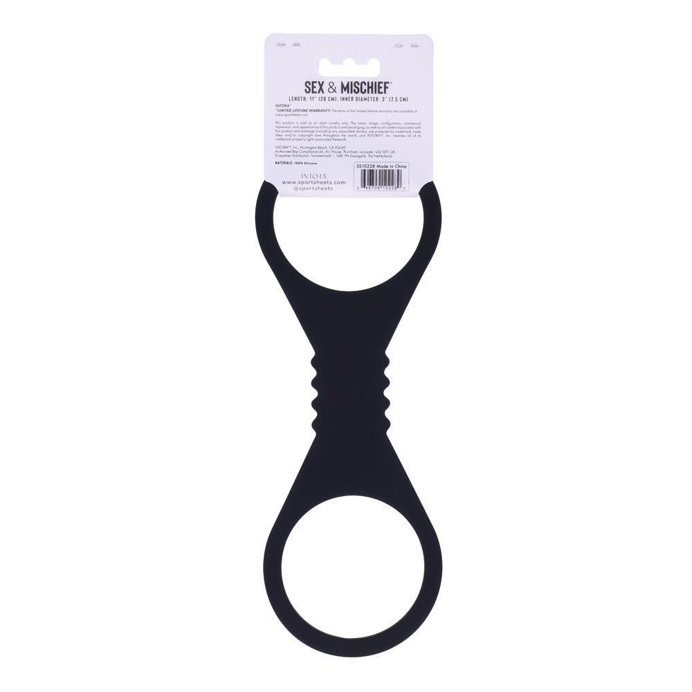 Sex & Mischief Shadow Large Silicone Cuffs - Black Large Restraints - SS10228