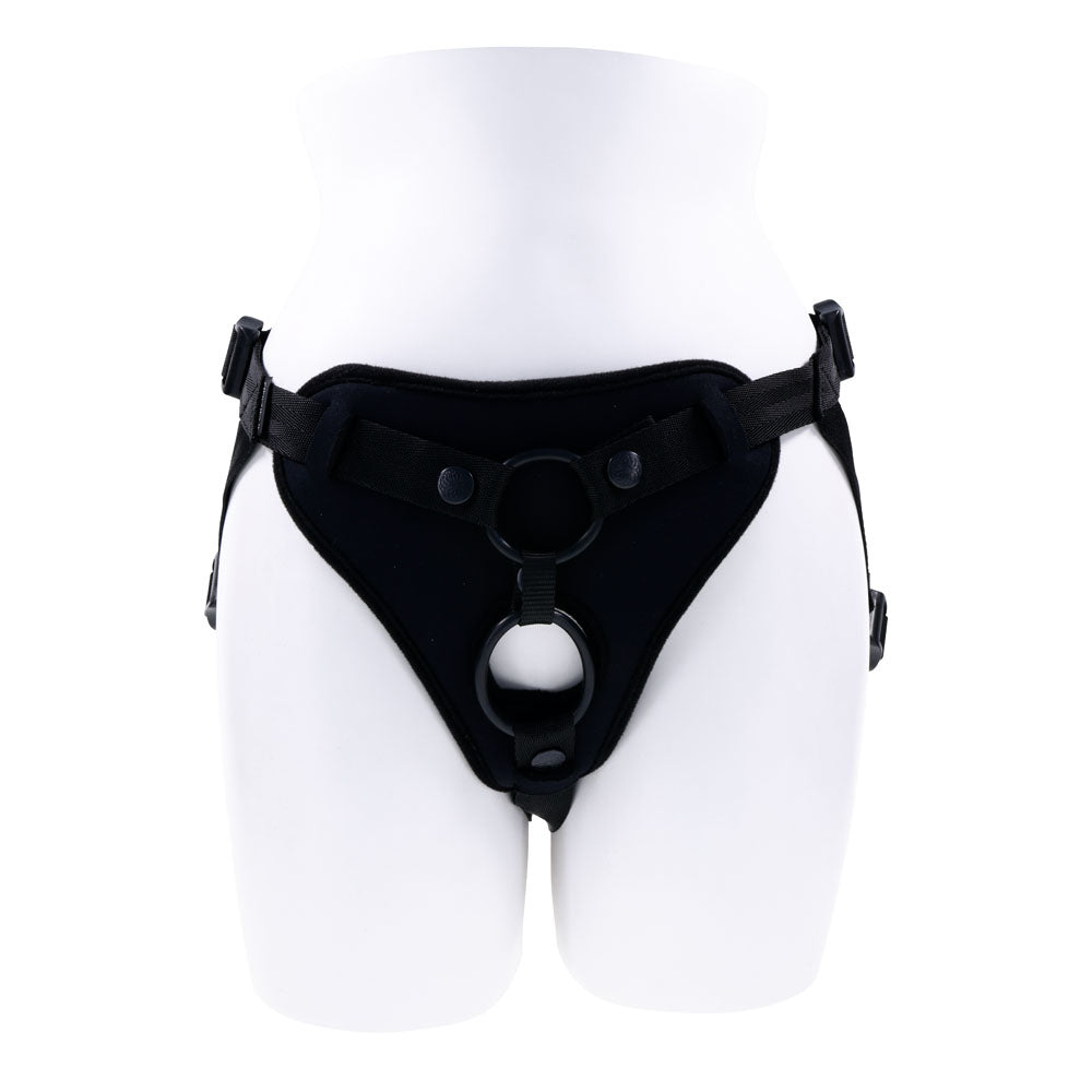 SPORTSHEETS Dual Desires Strap On - Black Adjustable Strap-On Harness (No Probe Included)-SS31003