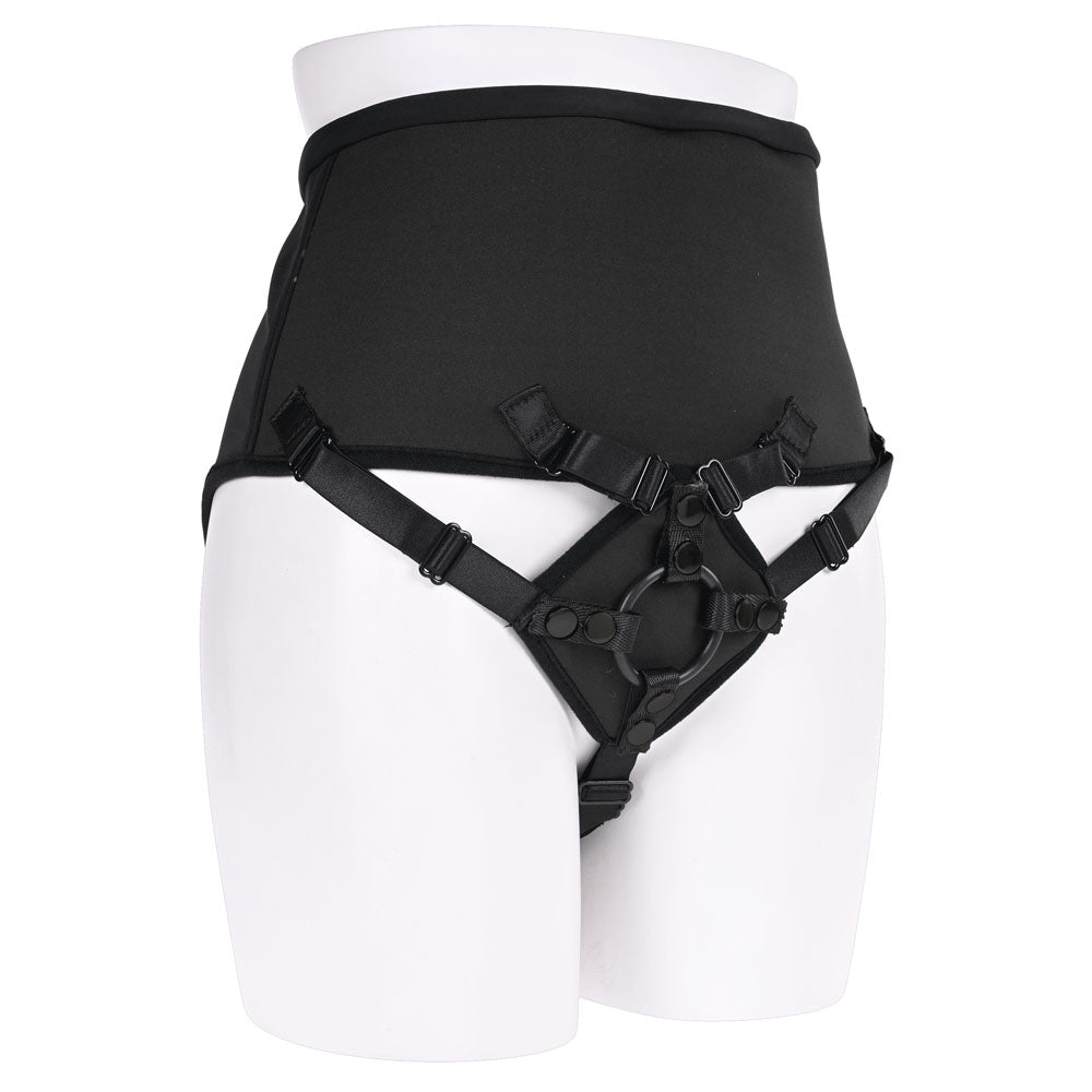 SPORTSHEETS High Waisted Corset Strap On - Black Adjustable Strap-On Harness (No Probe Included)-SS31006