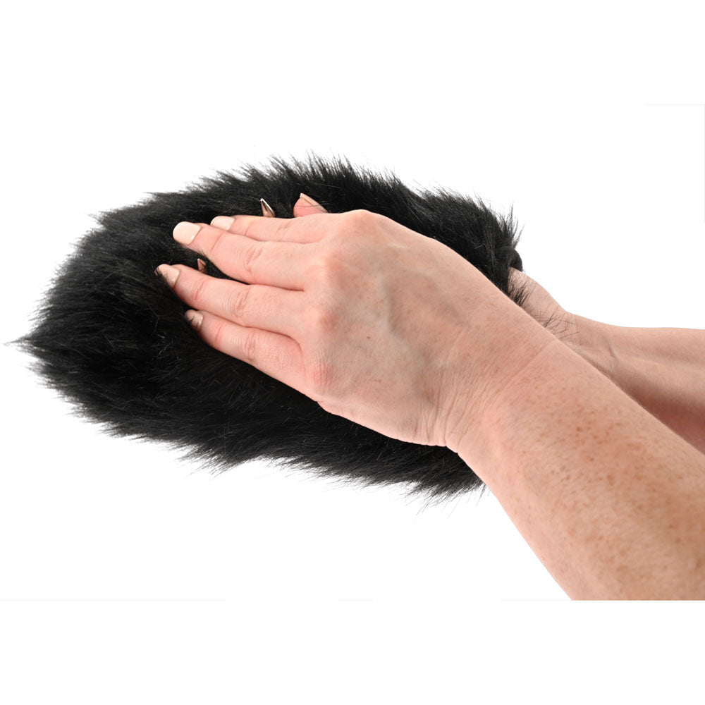 SPORTSHEETS Spiked Sensory Mitt - Black Furry Mitt with Spikes-SS32405