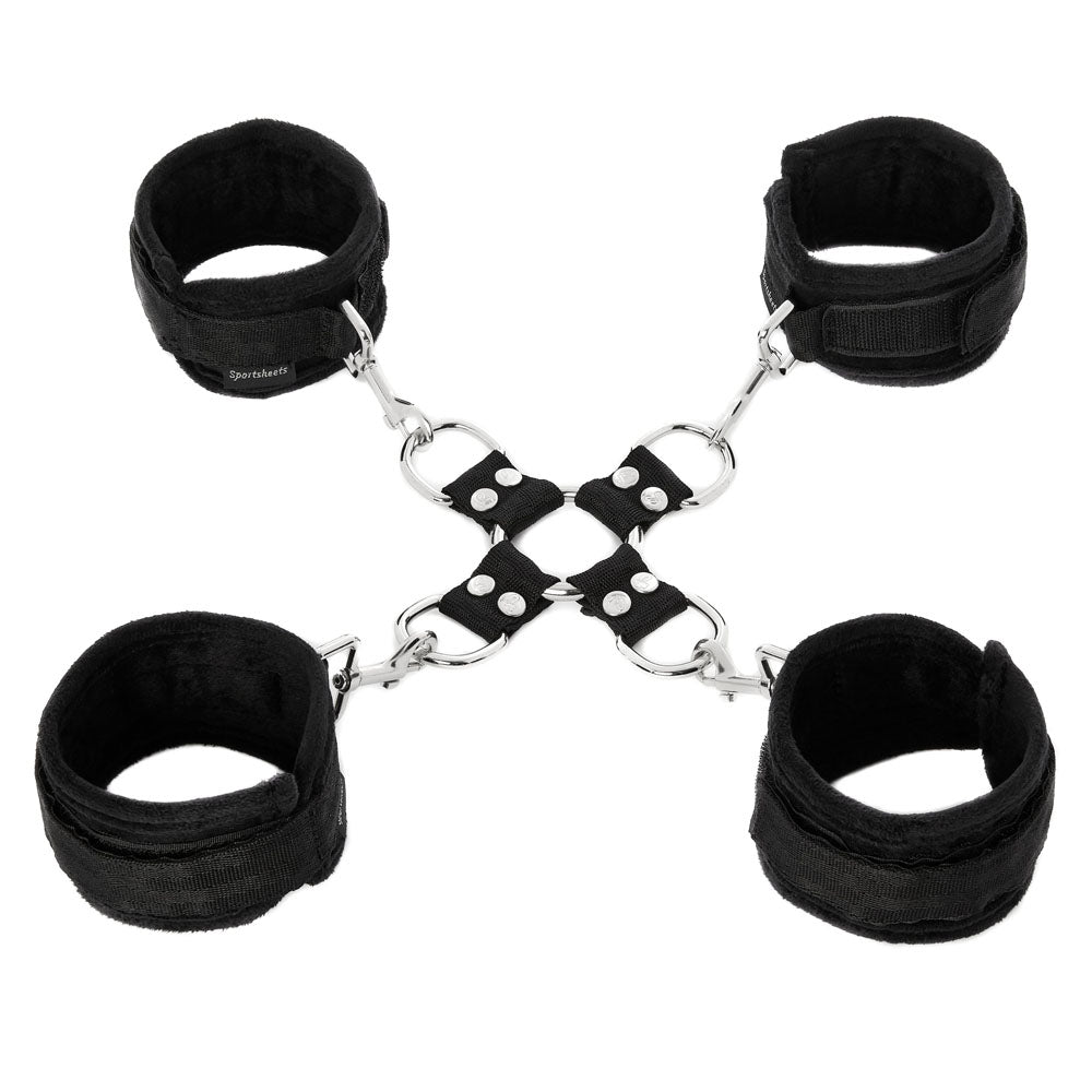 SPORTSHEETS 5 Piece Hot Tie & Cuff Set - Black Restraints - SS32501