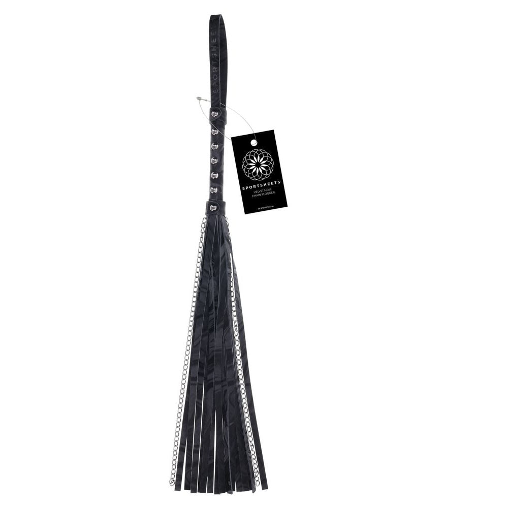 SPORTSHEETS Velvet Noir Chain Flogger - Black 43 cm Flogger Whip-SS37009