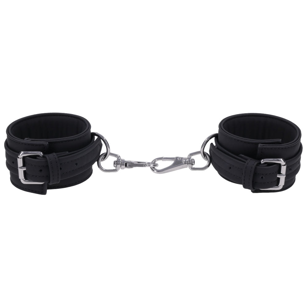 SPORTSHEETS Signature Midnight Muse Ankle Cuffs - Black Adjustable Leg Restraints - SS68104