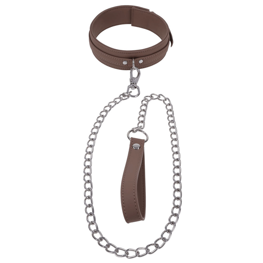 SPORTSHEETS Signature Dawn Dream Collar & Leash - Tan Adjustable Restraint - SS68122